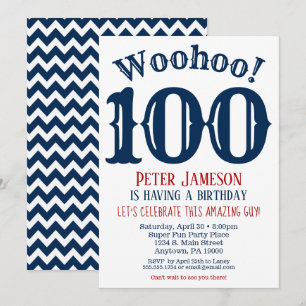 100e anniversaire Invitation Mens Marine Bleu