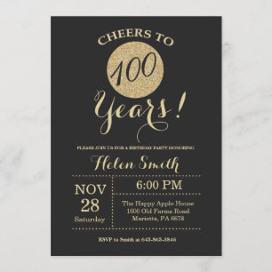 100e anniversaire Invitation Parties scintillant n