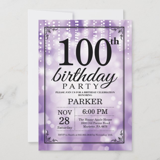 100e anniversaire Invitation Parties scintillant v (Devant)