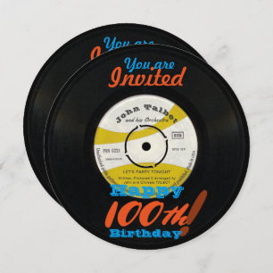 100e anniversaire Invitation Retro Vinyl Record 45