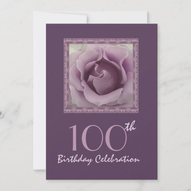 100e anniversaire Invitation RÊVE PURPLE Rose (Devant)