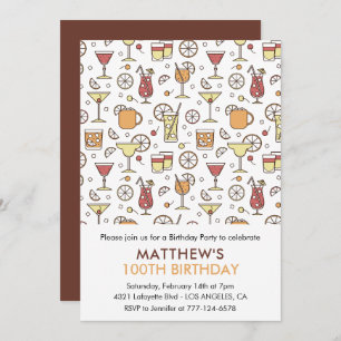 100e anniversaire invitations Cocktail Motif Moder