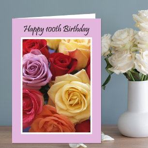 100e Anniversaire Jolie carte Rose
