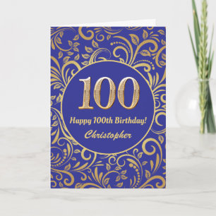 100e anniversaire Marine bleu et or modèle floral