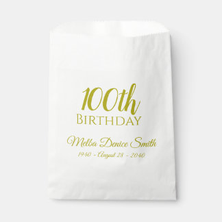 100e fête d'anniversaire Favoriser les sacs person