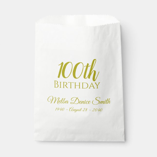 100e fête d'anniversaire Favoriser les sacs person (Devant)