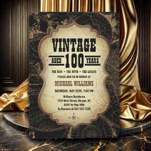 100e fête d'anniversaire Thème Vintage Carte du mo