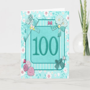 100ème anniversaire carte avec fleurs