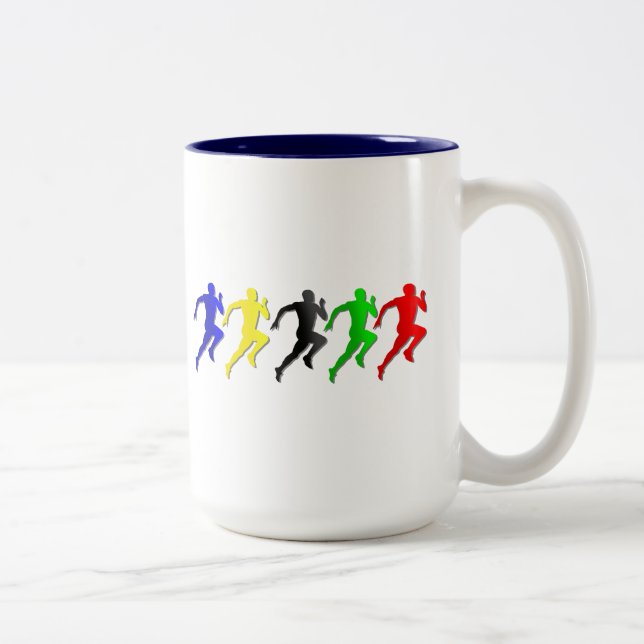 100m 200m 400m 800m Läufer-Laufen laufen gelassen Zweifarbige Tasse (Rechts)