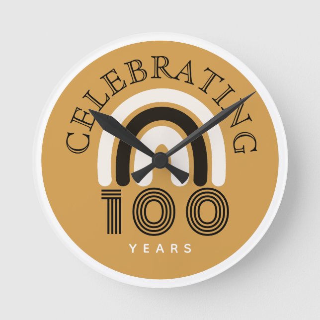 100th Anniversary Modern Design Runde Wanduhr (Vorderseite)
