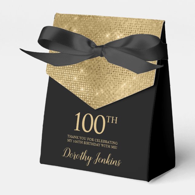 100th Birthday Gold Thank You Favor Box Geschenkschachtel (Vorderseite)