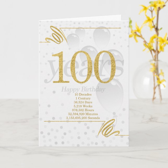 100th Birthday in Days Weeks Minutes with Name Karte (Gelbe Blume)