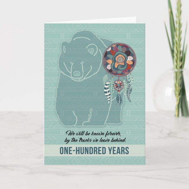 100th Birthday Native American Bear Theme Karte (Vorderseite)