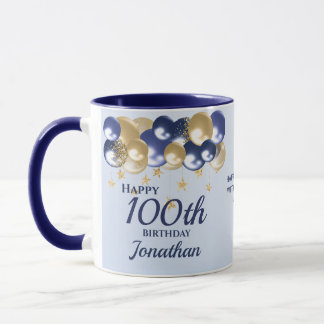 100th Birthday Navy Gold Balloons  Tasse