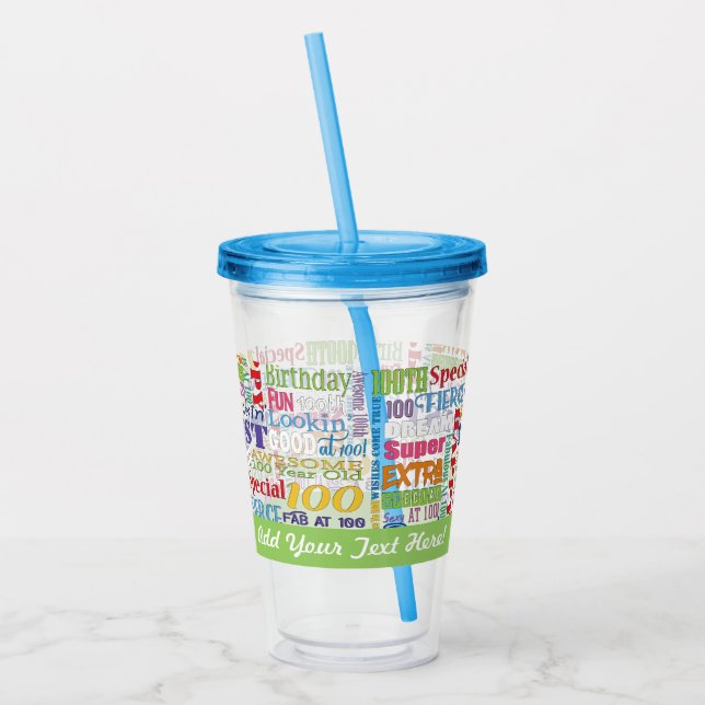 100th Birthday Party Personalized Gifts Acryltrinkbecher (Links)