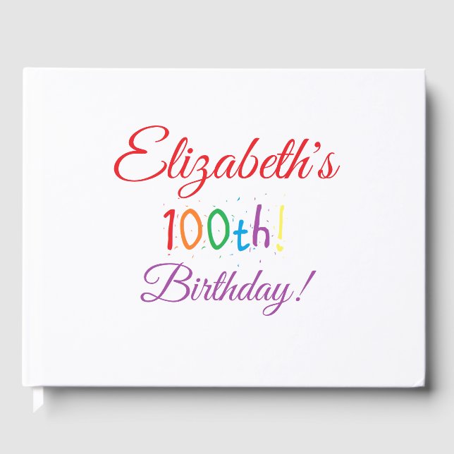 "100th Birthday" Personalisiertes Gästebuch (Vorderseite)