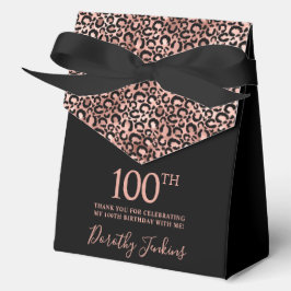 100th Birthday Rose Gold Leopard Print Thank You Geschenkschachtel