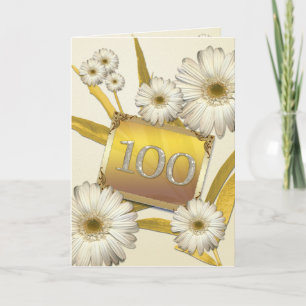 100th Carte d'anniversaire avec des marguerites
