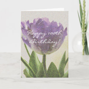 100th Carte d'anniversaire avec les fleurs