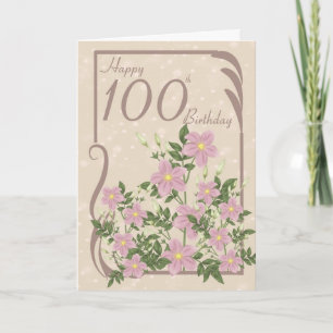 100th carte de voeux florale d'anniversaire