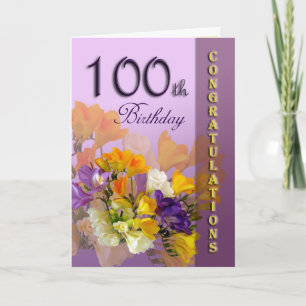 100th carte florale de félicitations