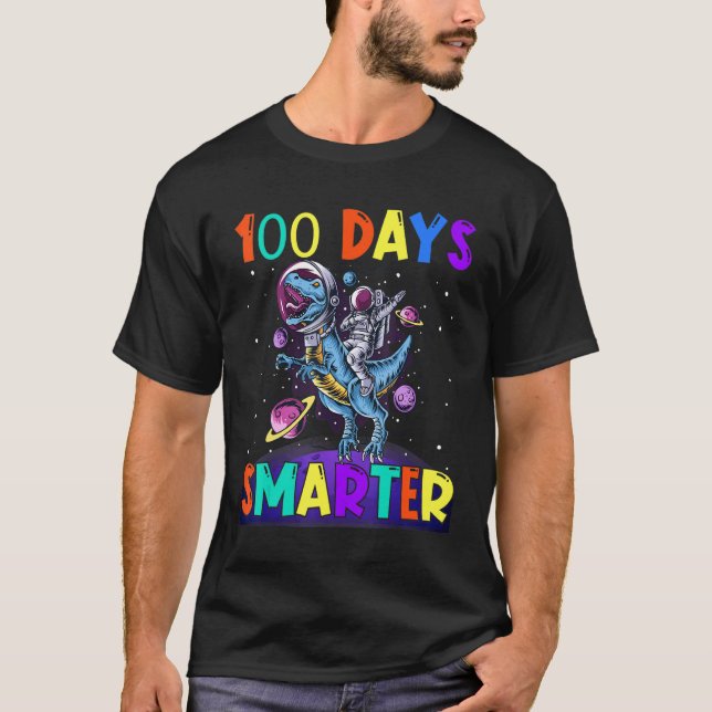 100th Day Of School 100 Days Smarter Books Space A T-Shirt (Vorderseite)