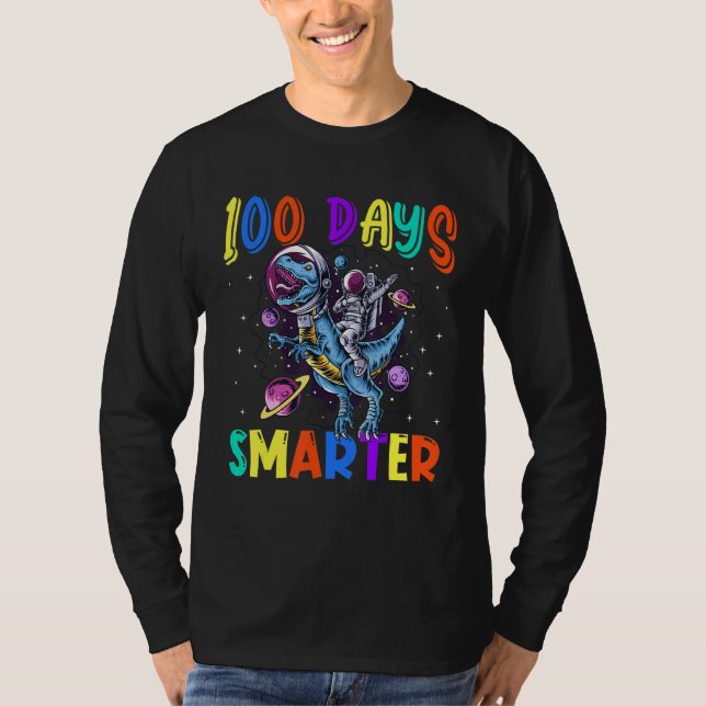 100th Day Of School 100 Days Smarter Books Space A T-Shirt (Vorderseite)
