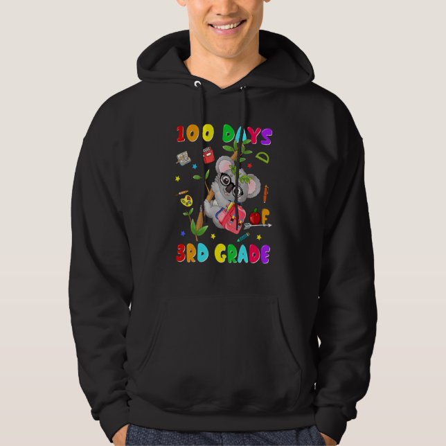 100th Day of School 3rd Grade Koala Happy 100 Days Hoodie (Vorderseite)