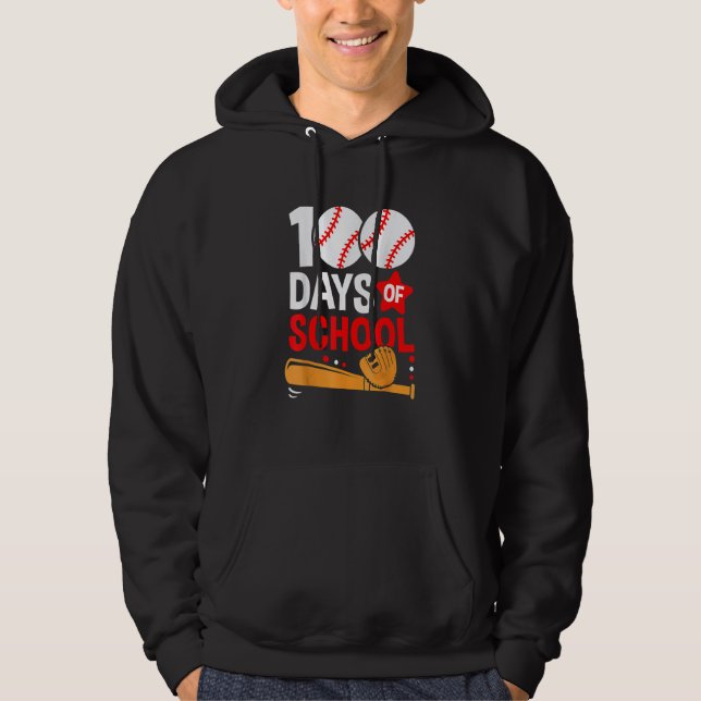 100th Day Of School Baseball 100 Days Smarter Teac Hoodie (Vorderseite)