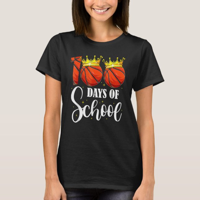 100th Day Of School Basketball 100 Days Smarter Te T-Shirt (Vorderseite)