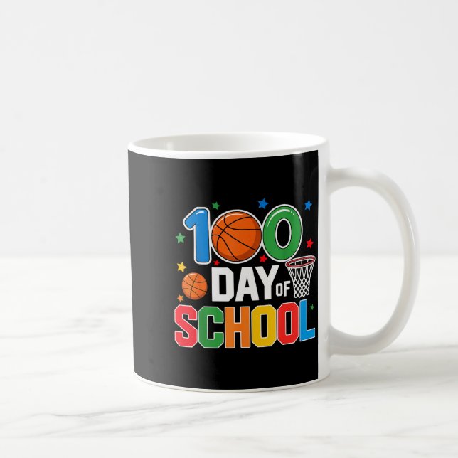 100th Day Of School Basketball - Kids 100 Days Of  Kaffeetasse (Rechts)