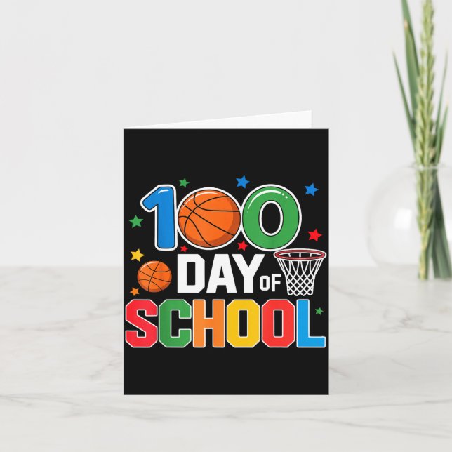 100th Day Of School Basketball - Kids 100 Days Of  Karte (Vorderseite)