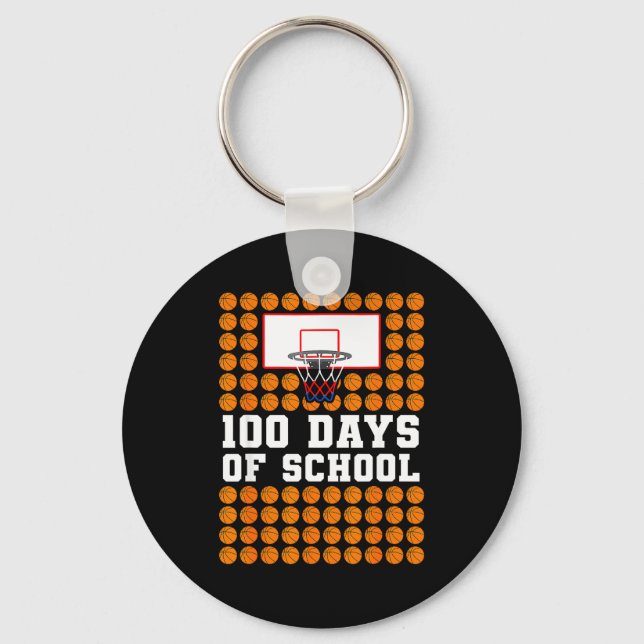 100th Day Of School Basketball Kids 100 Days Of Sc Schlüsselanhänger (Vorderseite)