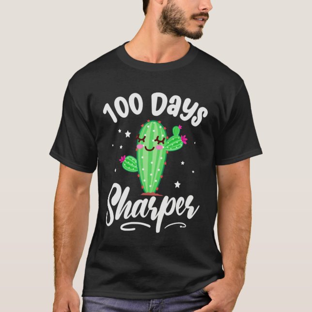 100th Day of School Cactus Sharp 100 Days Sharper T-Shirt (Vorderseite)