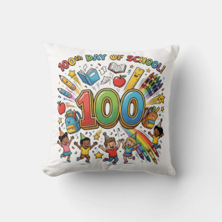 100th Day of School Colorful Celebration Design –  Kissen