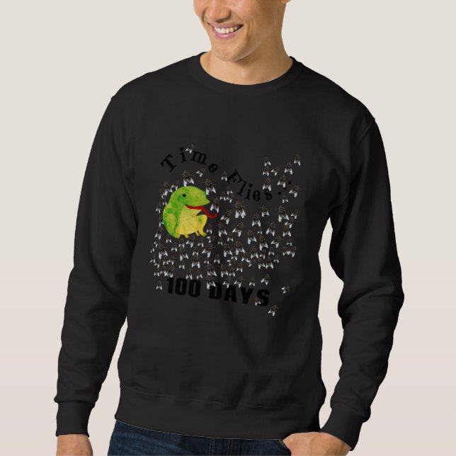 100th Day of School Cute Frog Count Flies Boys Gir Sweatshirt (Vorderseite)