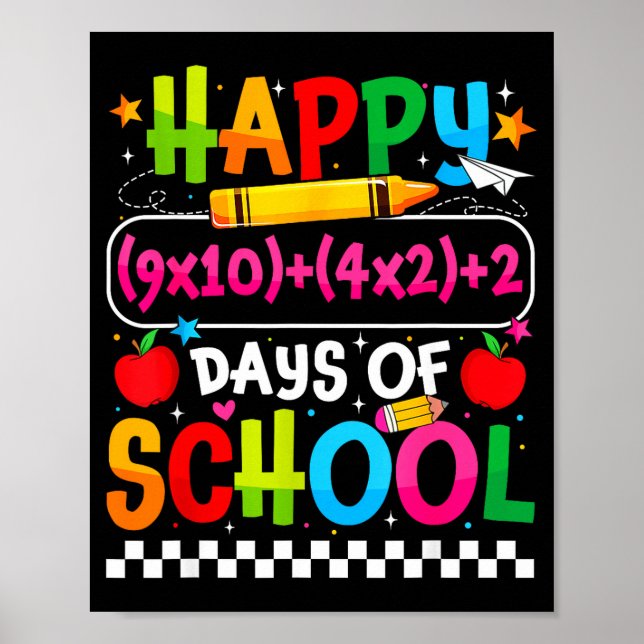 100th Day Of School Happy 100 Days Math Equation T Poster (Vorne)