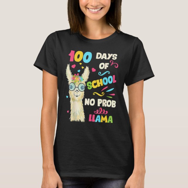 100th Day Of School No Prob Lama 100 Days Smarter  T-Shirt (Vorderseite)