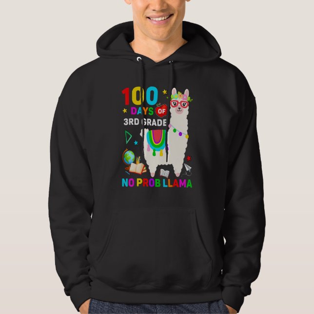 100th Day Of School No Prob Llama 100 Days Of 3rd  Hoodie (Vorderseite)