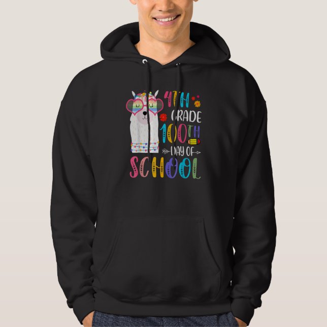 100th Day Of School No Prob Llama 100 Days Of 4th  Hoodie (Vorderseite)