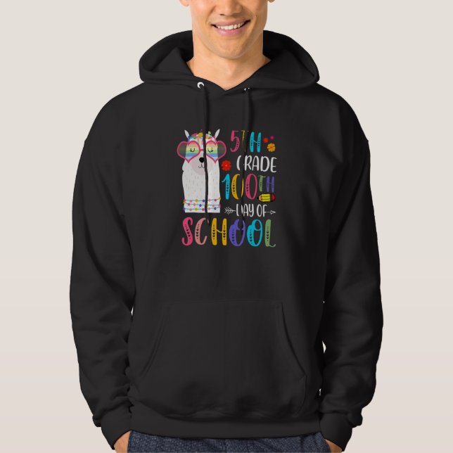 100th Day Of School No Prob Llama 100 Days Of 5th  Hoodie (Vorderseite)