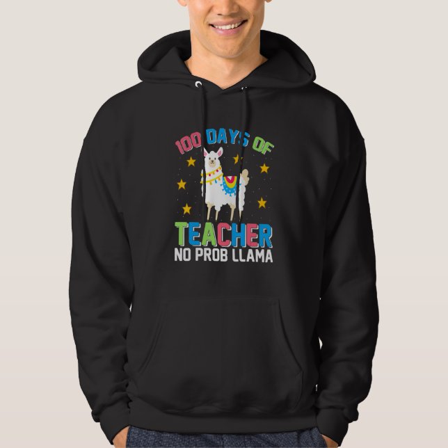 100th day of school No Prob Llama 100 days Smarter Hoodie (Vorderseite)