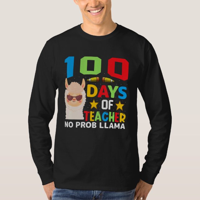 100th day of school No Prob Llama 100 days Smarter T-Shirt (Vorderseite)