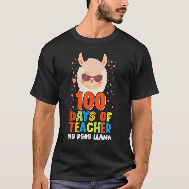 100th day of school No Prob Llama 100 days Smarter T-Shirt (Vorderseite)