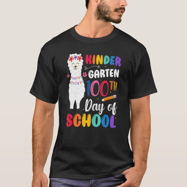 100th Day Of School No Prob Llama 100th Day Kinder T-Shirt (Vorderseite)