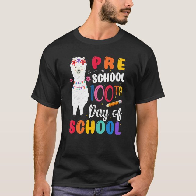 100th Day Of School No Prob Llama 100th Day Presch T-Shirt (Vorderseite)