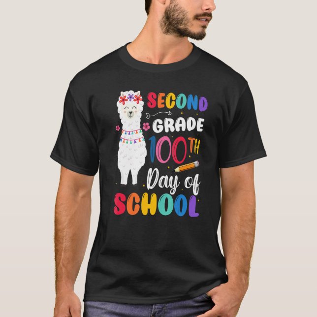 100th Day Of School No Prob Llama 100th Day Second T-Shirt (Vorderseite)