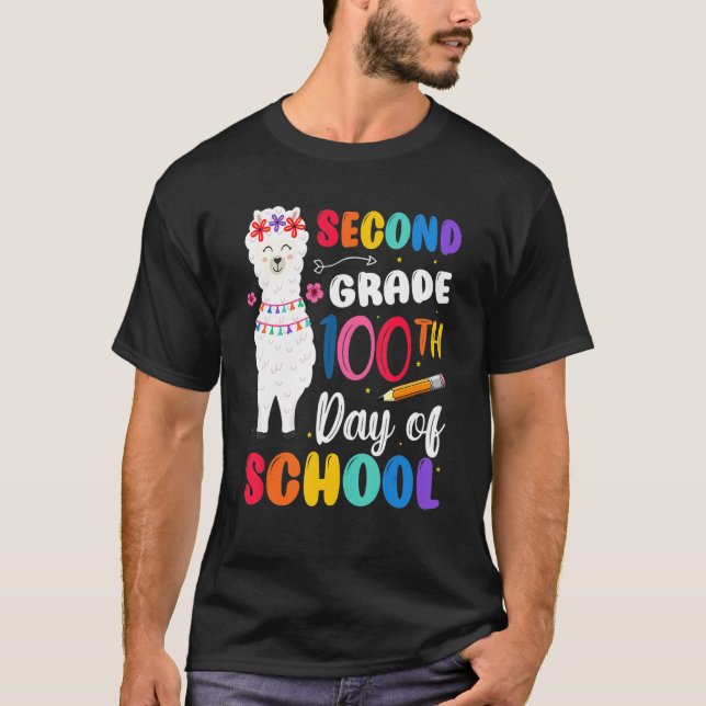 100th Day Of School No Prob Llama 100th Day Second T-Shirt (Vorderseite)