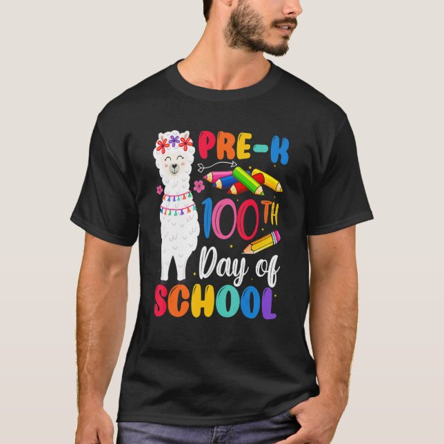 100th Day Of School No Prob Llama Happy 100th Day  T-Shirt (Vorderseite)