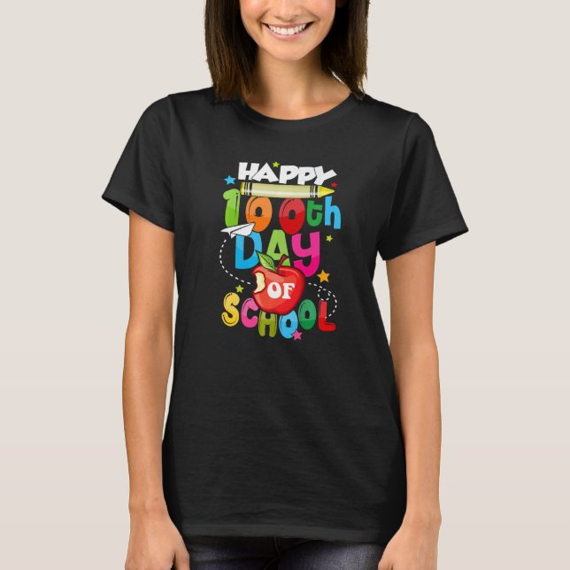 100th Day of School Shirt Teachers Students Happy  (Vorderseite)